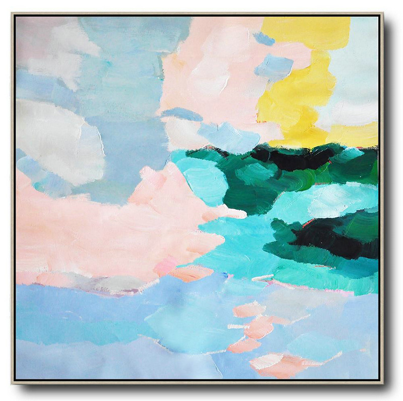 Oversized Canvas Art On Canvas,Oversized Abstract Art,Unique Canvas Art,Blue,Green,Pink,Yellow.etc